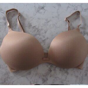 Victorias Secret Bra 34DD Beige Tan Plunge Padded Bow Underwire